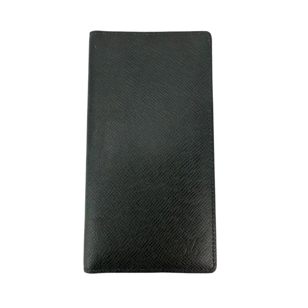Louis Vuitton Taiga Brazza Long Bifold Dark Blue Leather Wallet